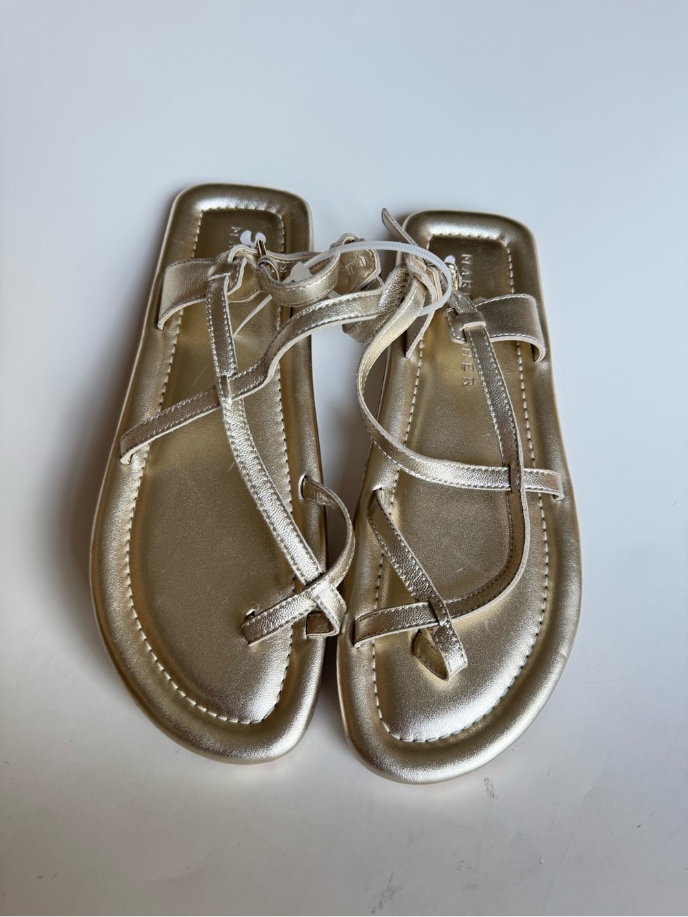 Marc Fisher Metallic Gold Lace-Up Flat Sandals